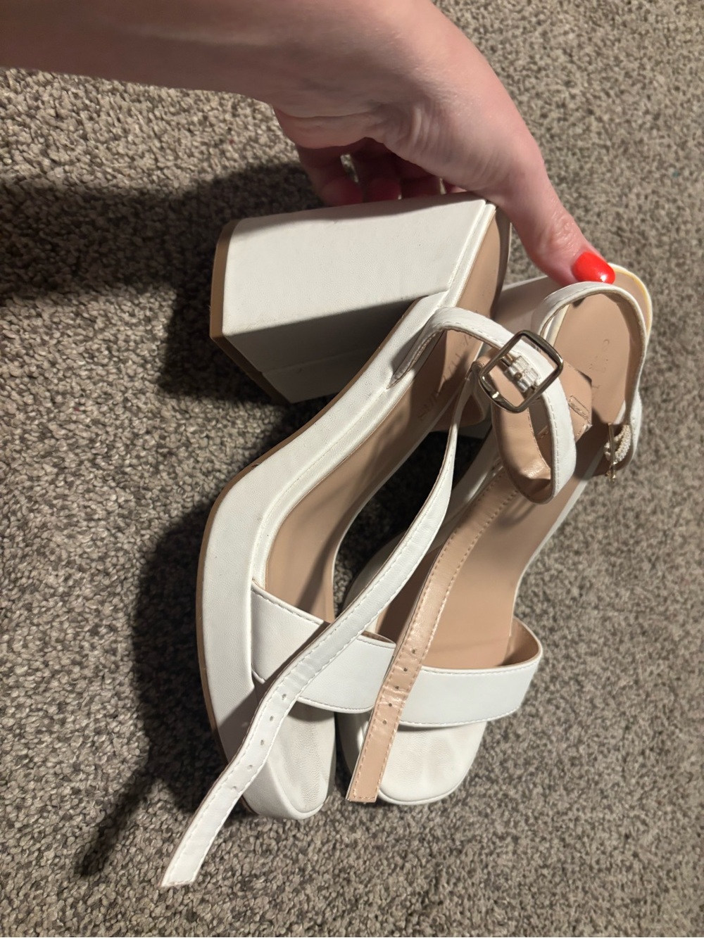 Dream Pairs White Block Heel Ankle Strap Sandals